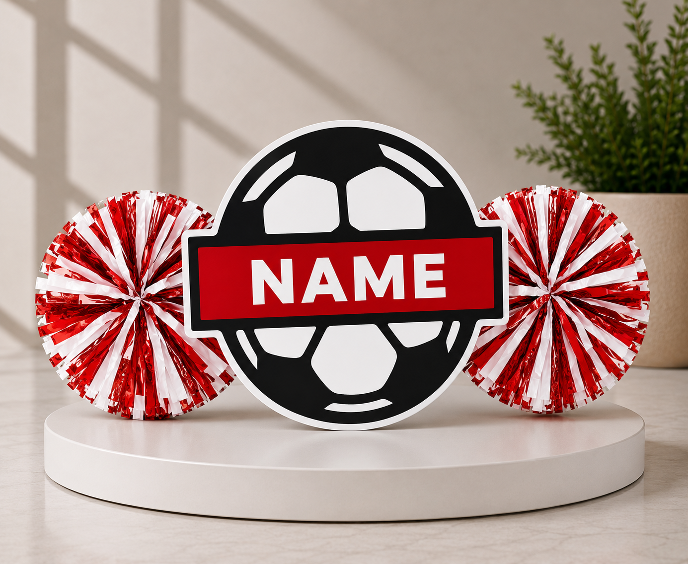 Personalized 3D Printed Soccer Cheer Stick | Custom Name & Team Colors | Soccer Spirit Pom Poms