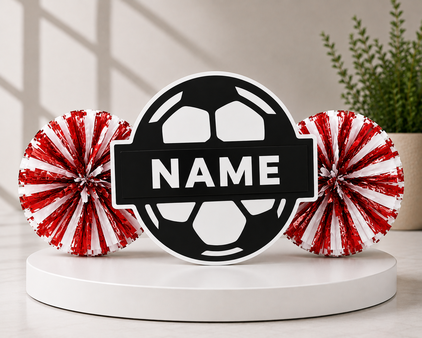 Personalized 3D Printed Soccer Cheer Stick | Custom Name & Team Colors | Soccer Spirit Pom Poms