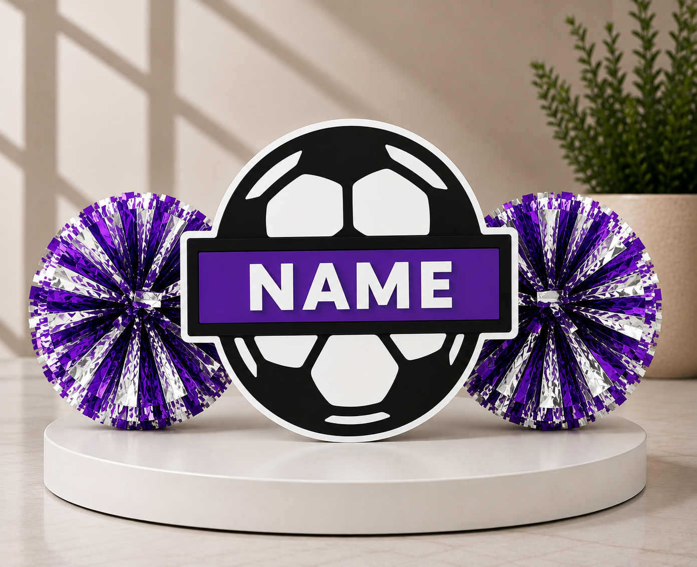 Personalized 3D Printed Soccer Cheer Stick | Custom Name & Team Colors | Soccer Spirit Pom Poms