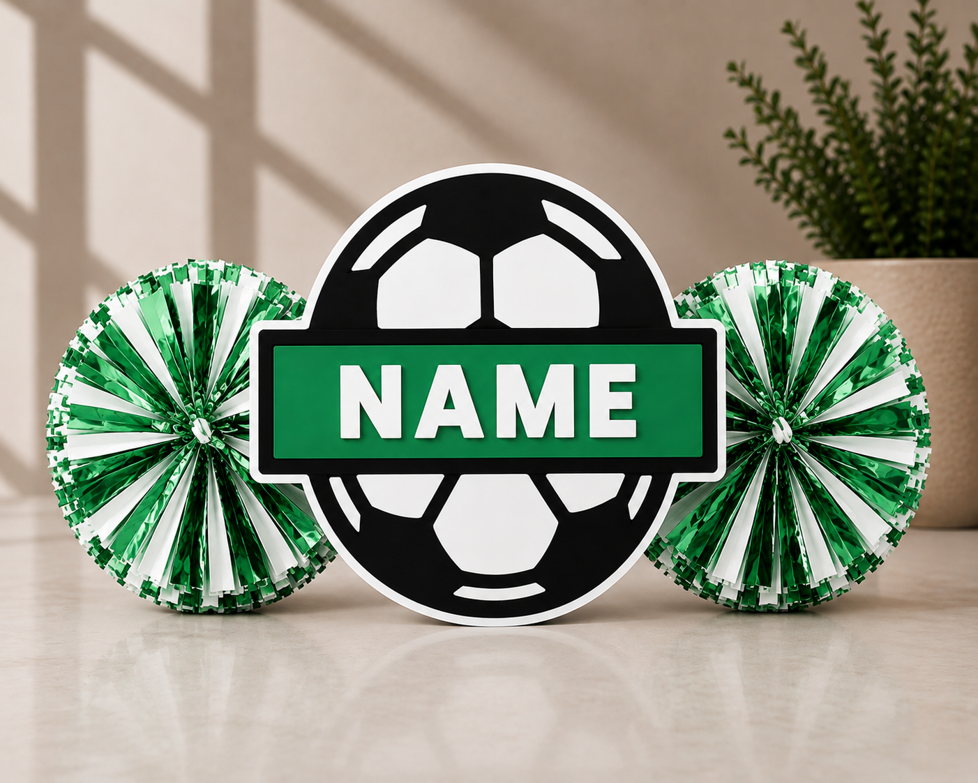Personalized 3D Printed Soccer Cheer Stick | Custom Name & Team Colors | Soccer Spirit Pom Poms