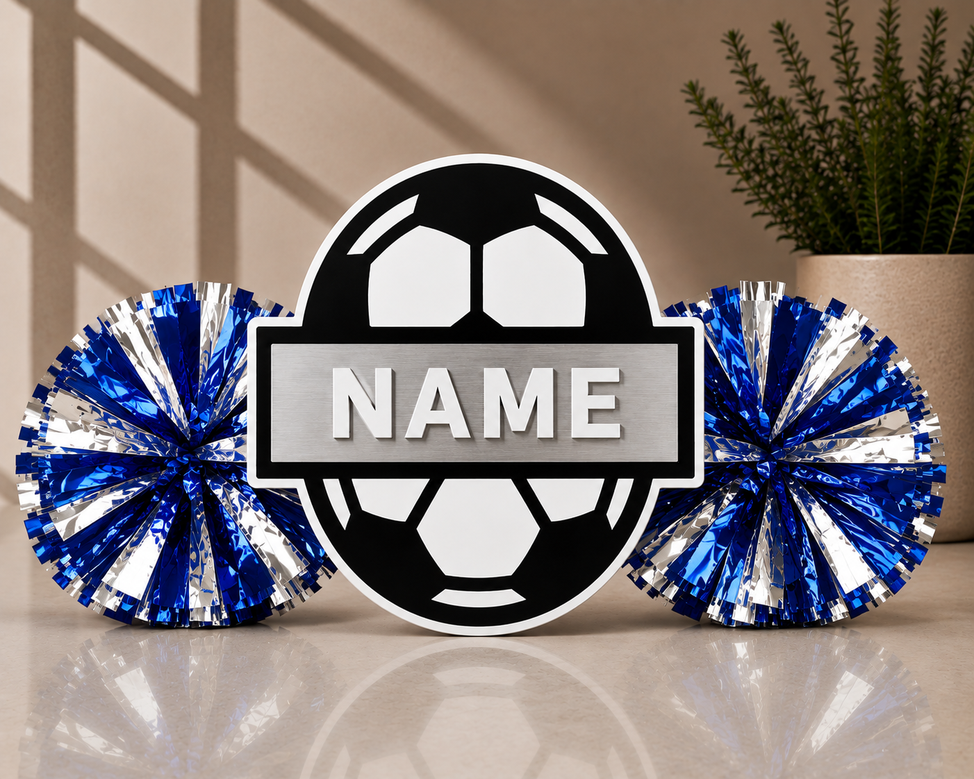 Personalized 3D Printed Soccer Cheer Stick | Custom Name & Team Colors | Soccer Spirit Pom Poms