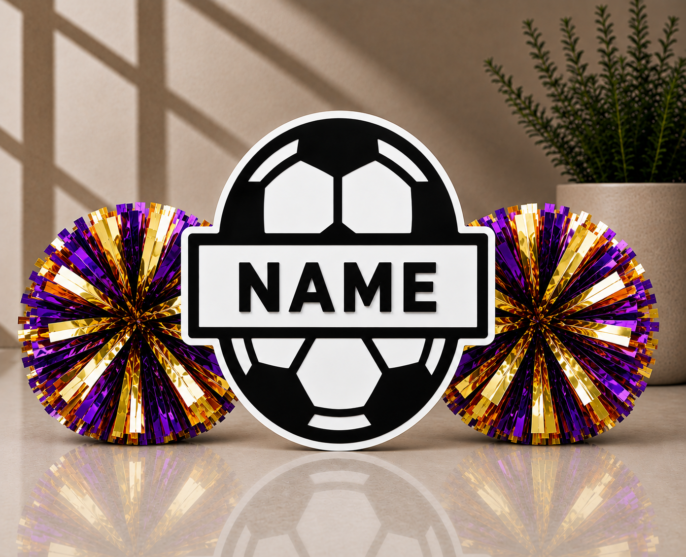 Personalized 3D Printed Soccer Cheer Stick | Custom Name & Team Colors | Soccer Spirit Pom Poms