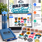 Build Your DTF Gang Sheet with laptop design builder, Infinite Horizons blue tumbler and journal, and printed DTF transfers